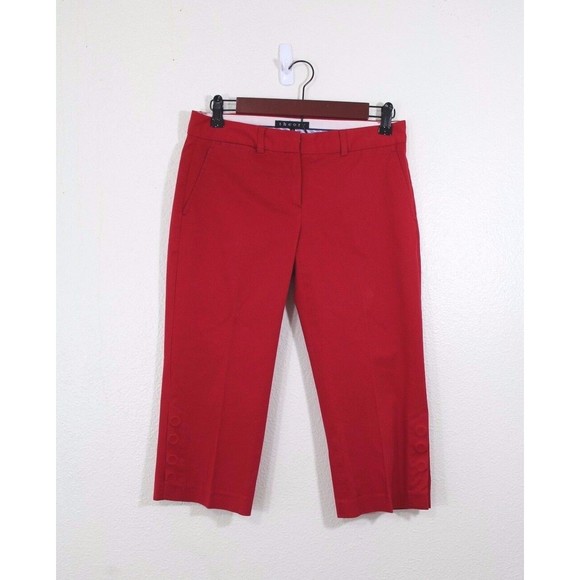 Theory‎ Women's size 0 Capri Red Crop Pants Button ankle Detail - Picture 1 of 10